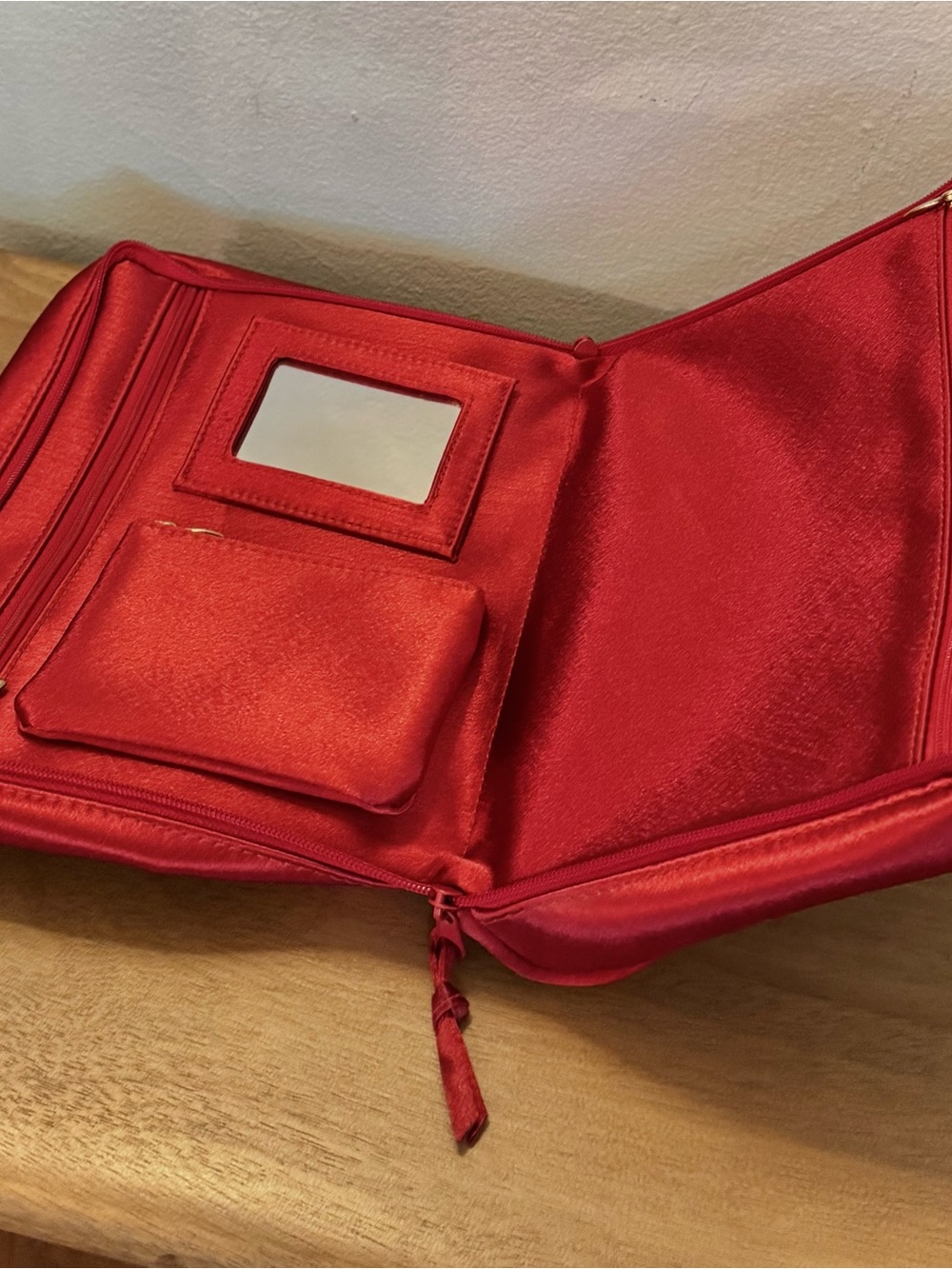 YSL Red Satin Cosmetic Pouch - Picture 3 of 5